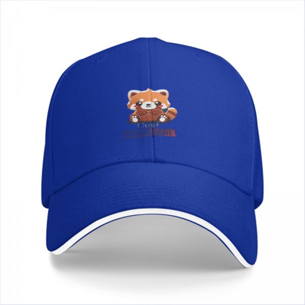 Black Baseball Cap With Cute Red Panda Graphic Design