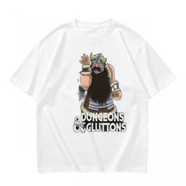 Olive T-Shirt with Dungeons & Gluttons Dwarf Viking Graphic