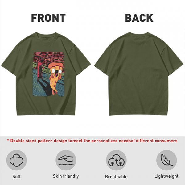 Olive T-Shirt With Funny Pizza Slice Scream Art Print