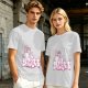 Olive Green T-Shirt With Pink Whimsical Graphic Print