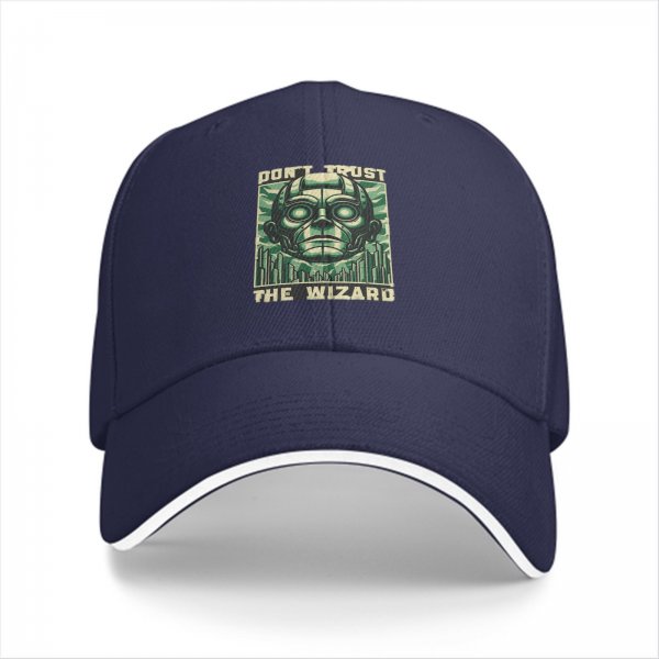Black baseball cap with 'Don't Trust The Wizard' robot graphic