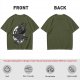 Olive Graphic T-Shirt with Mechanical Raven and Full Moon Print