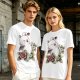 Olive T-Shirt Featuring Cute Fantasy Creature and Floral Art