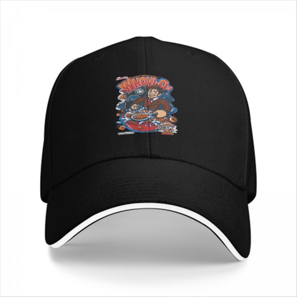 Black baseball cap with Doctor Who themed Whov-Os cereal graphic