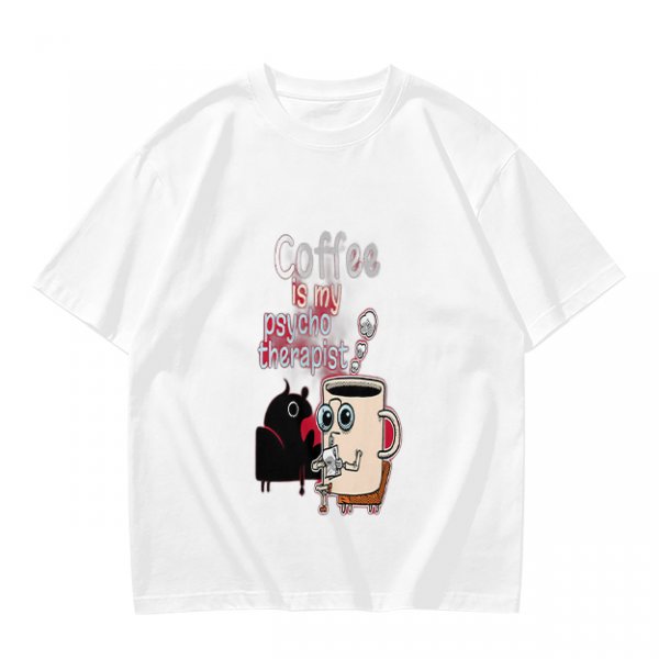 Coffee is my psychotherapist graphic olive t-shirt
