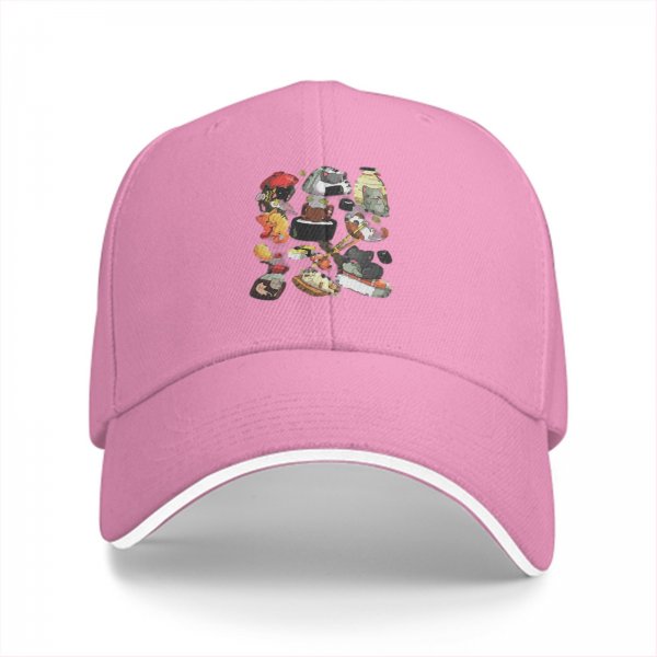 Black Baseball Cap With Cute Cat Food Themed Graphic