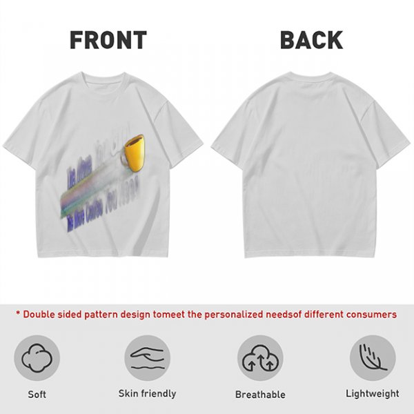 Olive Graphic T-Shirt With Coffee Mug And Rainbow Design