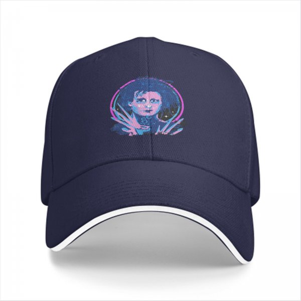 Black Baseball Cap With Neon Edward Scissorhands Portrait Print