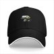 Black baseball cap with cute mushroom and yellow flowers graphic