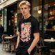 Olive t-shirt with Sunday's Vibes Shiba Inu relaxing graphic