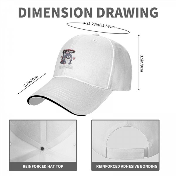 Black baseball cap with angry cartoon wolf graphic and I SAID text