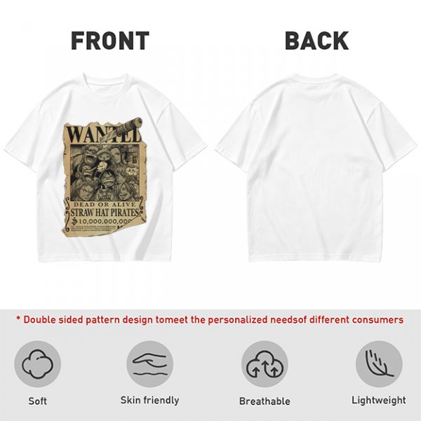 One Piece Straw Hat Pirates Wanted Poster Graphic T-Shirt