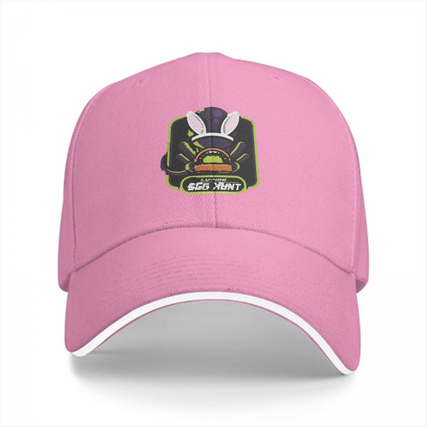 Black baseball cap with bunny ears egg hunt graphic design
