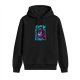 Black Hoodie with Cyberpunk Anime Female Character Graphic