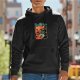 Black hoodie with fantasy wizard graphic and text print
