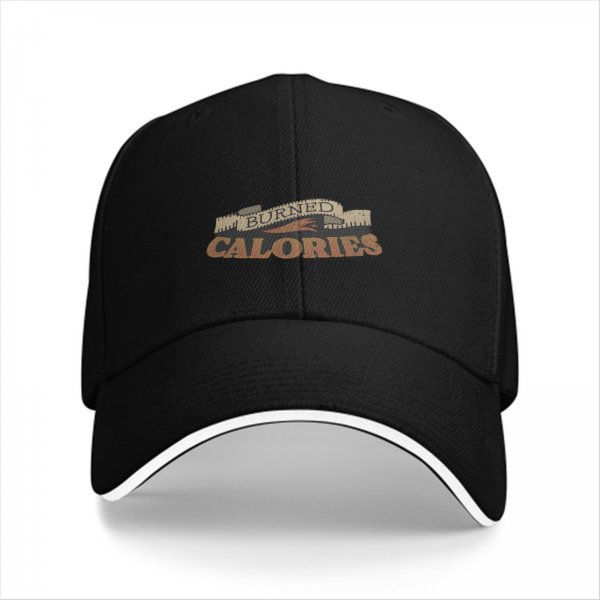 Black Baseball Cap With Burned Calories Graphic Print