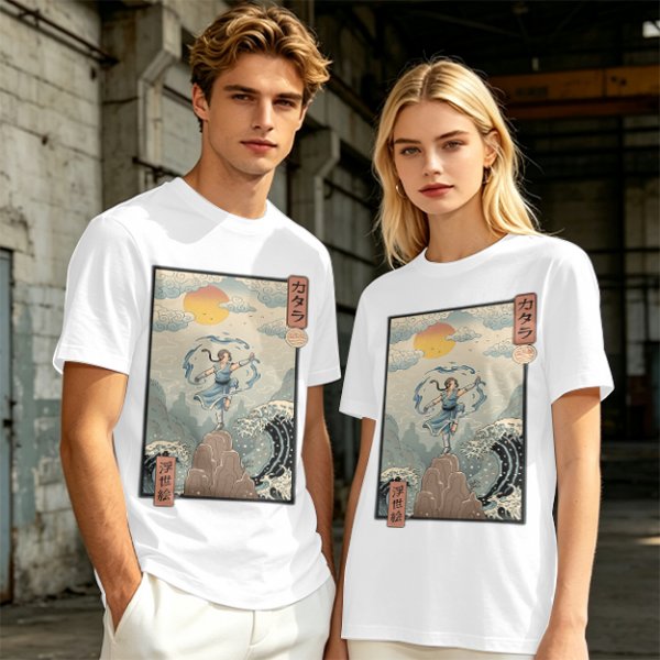 Katara Waterbending Ukiyo-e Style Graphic T-Shirt