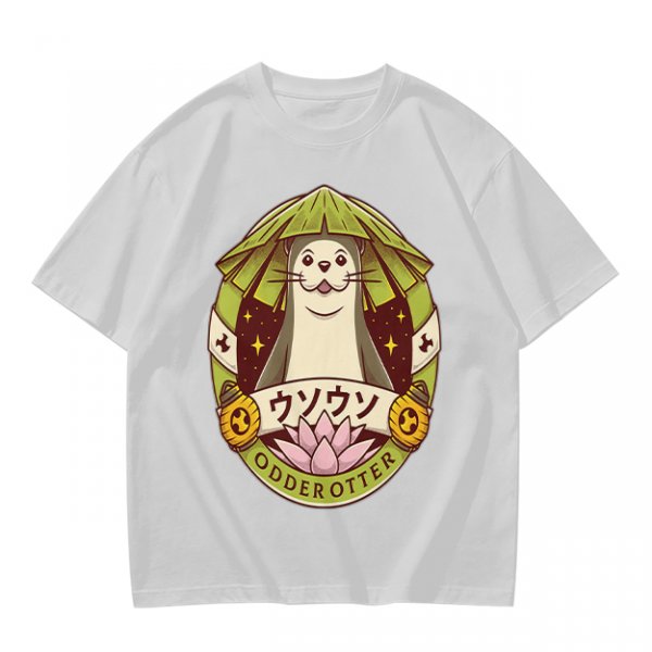 Otter with Straw Hat Graphic Tee Design