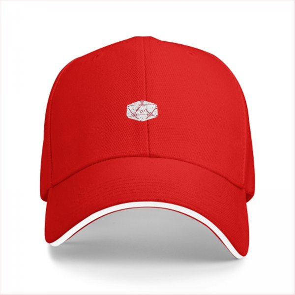 Black Baseball Cap With Small D20 Dice Graphic On Front