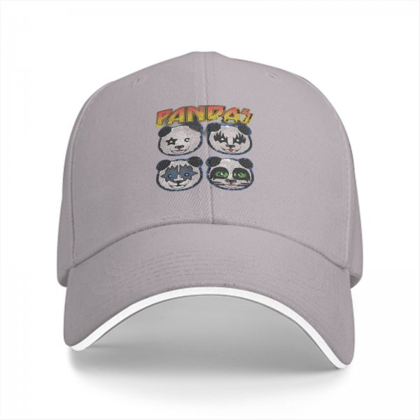 Black Baseball Cap With KISS Style Panda Band Graphic