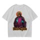Olive t-shirt with skeleton religious graphic and Ecclesia Grayskullis text
