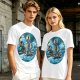 Olive T-Shirt With Starry Night Style Sailing Ship Ocean Art