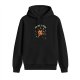 Black hoodie with octopus and coffee themed graphic print