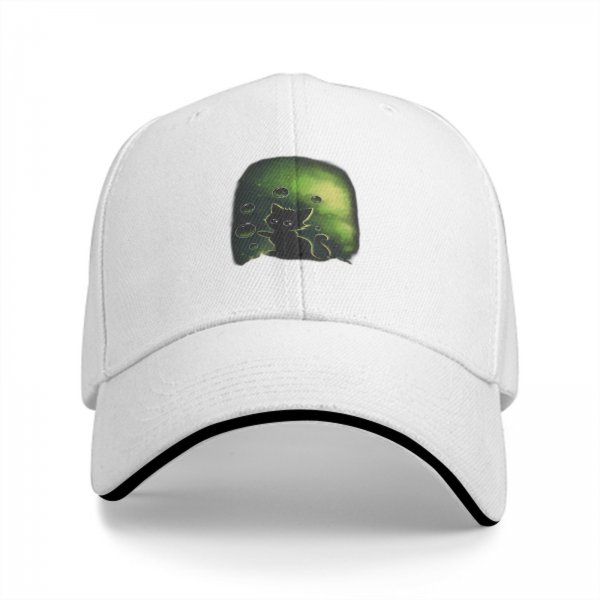Black Baseball Cap With Glowing Green Cat Bubble Art Print