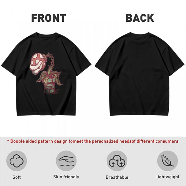 Olive Green T-Shirt With Piranha Plant Graphic Print