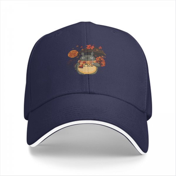 Black baseball cap with autumn Totoro graphic design