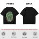 Olive T-shirt with Green Dragon and Samurai Warrior Graphic