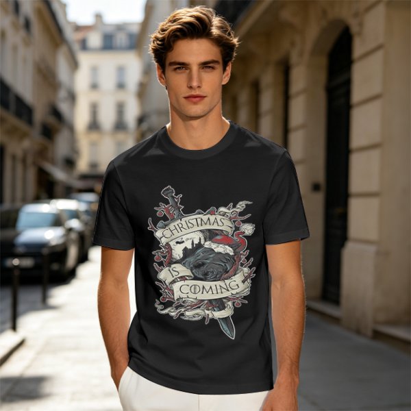 Christmas Is Coming Graphic Tee With Dark Fantasy Artwork