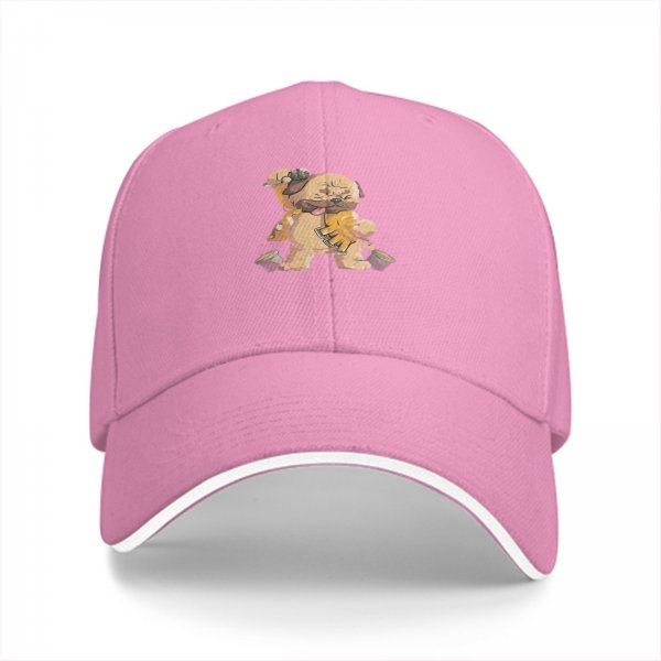 Black Baseball Cap With Cartoon Singing Pug Graphic