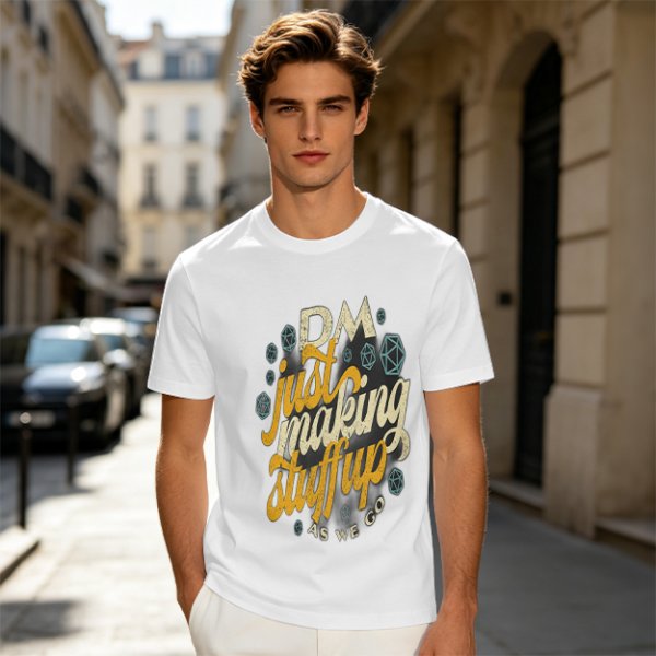 Olive T-Shirt With 'DM Just Making Stuff Up As We Go' Print