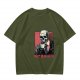 Olive T-shirt with Skeleton Drinking Coffee Must Drink Coffee Print