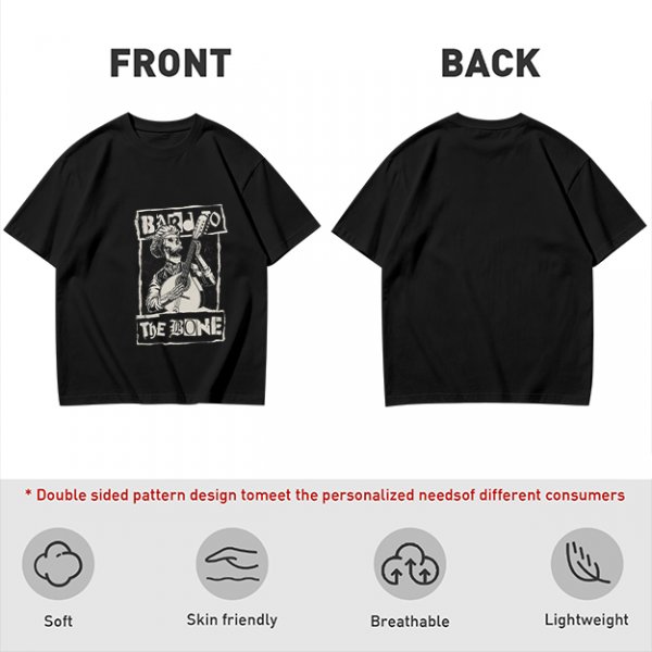 Olive T-Shirt With Skeleton Banjo Player Graphic
