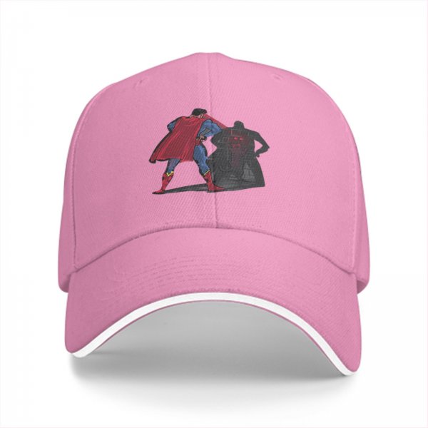 Black baseball cap with Superman and Batman shadow graphic