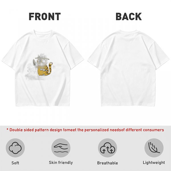 Olive T-Shirt With Whimsical Cat Fish Hybrid Graphic