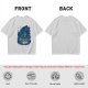 Olive T-Shirt With Blue Fantasy Monster Graphic Print