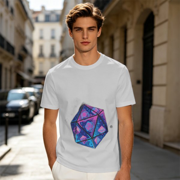 Olive T-Shirt With Galaxy D20 Dice Graphic