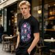 Olive T-shirt with Chibi Fantasy Characters and Whimsical Art Print