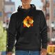 Black Hoodie With Fiery Warrior Silhouette Graphic