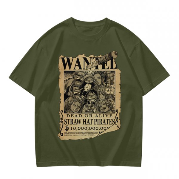 One Piece Straw Hat Pirates Wanted Poster Graphic T-Shirt
