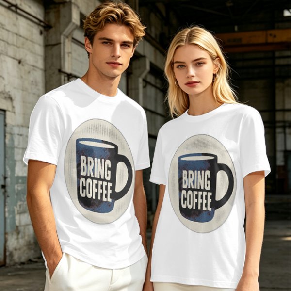 Olive Green Graphic T-Shirt With Bring Coffee Mug Print