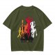 Olive Graphic T-Shirt with King Evolution Character Silhouettes
