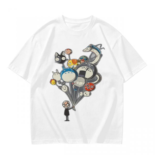 Olive T-Shirt With Studio Ghibli Character Balloon Print
