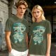 Olive T-Shirt With Fantasy Forest Spirit Graphic Print