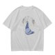 Olive green graphic t-shirt with cartoon pigeon print