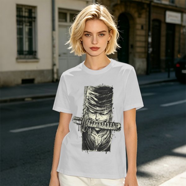 Olive T-shirt with One Piece Zoro Bandana Sword Print