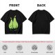 Olive Green T-Shirt With Two Cartoon Pears In Love Graphic